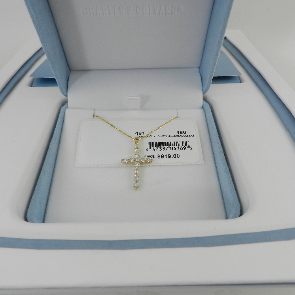 Charles & Colvard Moissanite Cross 1-1/10 Ct. T.W. Diamond 14k Yellow Gold